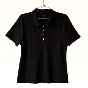 Buffalo by David Bitton Ribbed Knit Polo Black Size XL